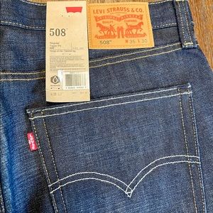 Levis 508 Regular Tapered 36x30 Dark Wash Jeans.